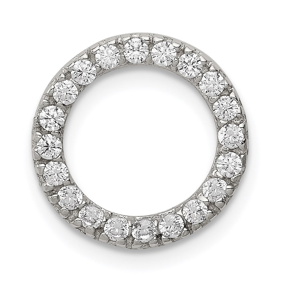 Sterling Silver Rhodium-plated CZ Round Pendant