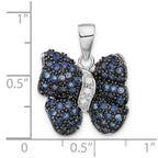 Sterling Silver Antiqued Blue & Clear CZ Butterfly Pendant