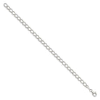 Amore La Vita Sterling Silver Rhodium-plated Polished 5.3mm Half Round Wire Curb Chain with Fancy Lobster Clasp Charm Bracelet