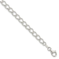 Amore La Vita Sterling Silver Rhodium-plated Polished 5.3mm Half Round Wire Curb Chain with Fancy Lobster Clasp Charm Bracelet