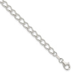 Amore La Vita Sterling Silver Rhodium-plated Polished 5.3mm Half Round Wire Curb Chain with Fancy Lobster Clasp Charm Bracelet