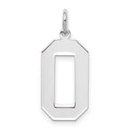 Sterling Silver/Rhodium-plated Polished Number 0 Charm
