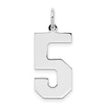 Sterling Silver/Rhodium-plated Polished Number 5 Charm