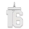 Sterling Silver/Rhodium-plated Polished Number 16 Charm