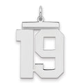 Sterling Silver/Rhodium-plated Polished Number 19 Charm