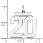 Sterling Silver/Rhodium-plated Polished Number 20 Charm