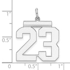 Sterling Silver/Rhodium-plated Polished Number 23 Charm