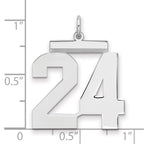 Sterling Silver/Rhodium-plated Polished Number 24 Charm