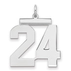 Sterling Silver/Rhodium-plated Polished Number 24 Charm
