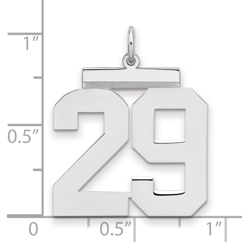 Sterling Silver/Rhodium-plated Polished Number 29 Charm