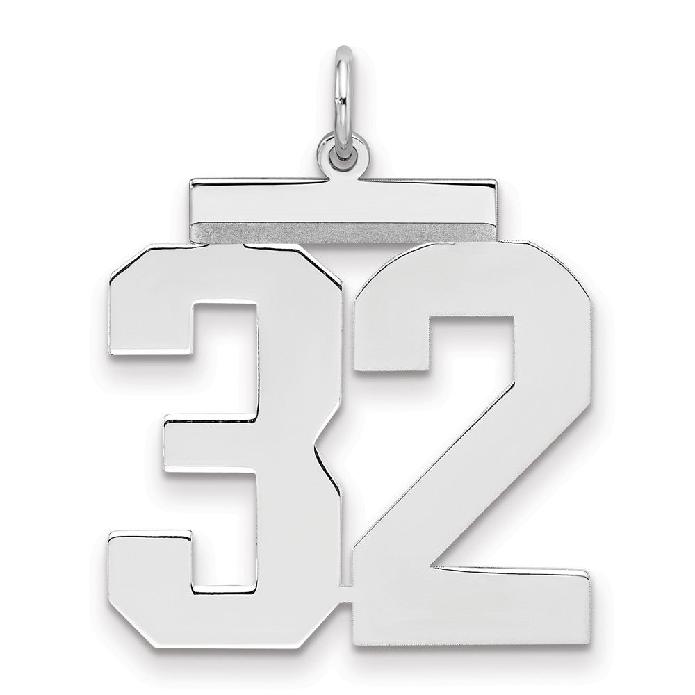 Sterling Silver/Rhodium-plated Polished Number 32 Charm
