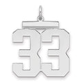 Sterling Silver/Rhodium-plated Polished Number 33 Charm