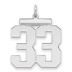 Sterling Silver/Rhodium-plated Polished Number 33 Charm