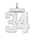 Sterling Silver/Rhodium-plated Polished Number 34 Charm