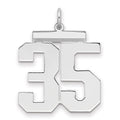 Sterling Silver/Rhodium-plated Polished Number 35 Charm