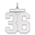Sterling Silver/Rhodium-plated Polished Number 36 Charm