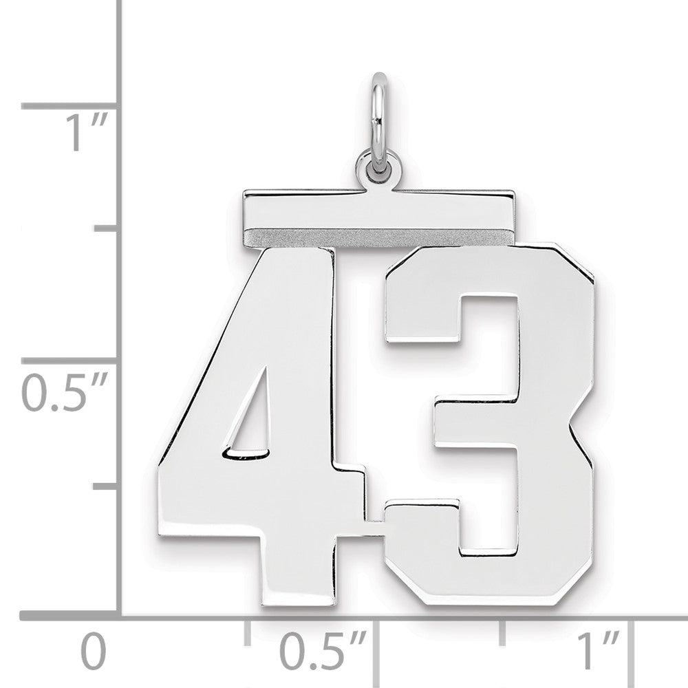 Sterling Silver/Rhodium-plated Polished Number 43 Charm