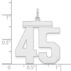 Sterling Silver/Rhodium-plated Polished Number 45 Charm