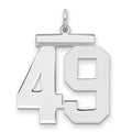 Sterling Silver/Rhodium-plated Polished Number 49 Charm