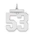 Sterling Silver/Rhodium-plated Polished Number 53 Charm