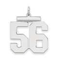 Sterling Silver/Rhodium-plated Polished Number 56 Charm