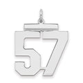 Sterling Silver/Rhodium-plated Polished Number 57 Charm