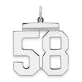 Sterling Silver/Rhodium-plated Polished Number 58 Charm