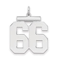 Sterling Silver/Rhodium-plated Polished Number 66 Charm