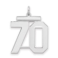 Sterling Silver/Rhodium-plated Polished Number 70 Charm