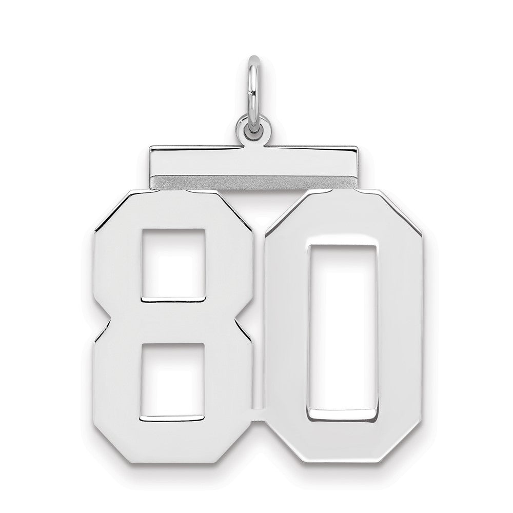 Sterling Silver/Rhodium-plated Polished Number 80 Charm