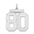 Sterling Silver/Rhodium-plated Polished Number 80 Charm