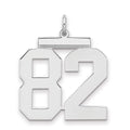 Sterling Silver/Rhodium-plated Polished Number 82 Charm