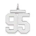 Sterling Silver/Rhodium-plated Polished Number 95 Charm