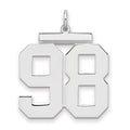 Sterling Silver/Rhodium-plated Polished Number 98 Charm