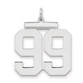 Sterling Silver/Rhodium-plated Polished Number 99 Charm