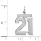 Sterling Silver/Rhodium-plated Satin Number 21 Charm