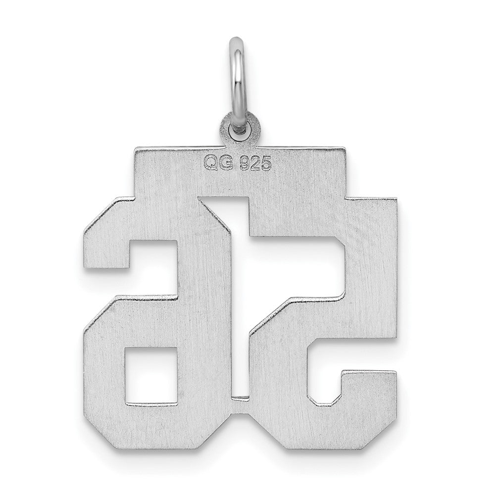 Sterling Silver/Rhodium-plated Satin Number 56 Charm