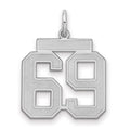 Sterling Silver/Rhodium-plated Satin Number 69 Charm