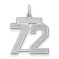 Sterling Silver/Rhodium-plated Satin Number 72 Charm