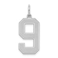 Sterling Silver/Rhodium-plated Satin Number 9 Charm