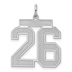 Sterling Silver/Rhodium-plated Satin Number 26 Charm