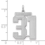 Sterling Silver/Rhodium-plated Satin Number 31 Charm