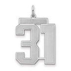 Sterling Silver/Rhodium-plated Satin Number 31 Charm