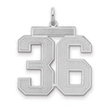 Sterling Silver/Rhodium-plated Satin Number 36 Charm