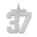 Sterling Silver/Rhodium-plated Satin Number 37 Charm