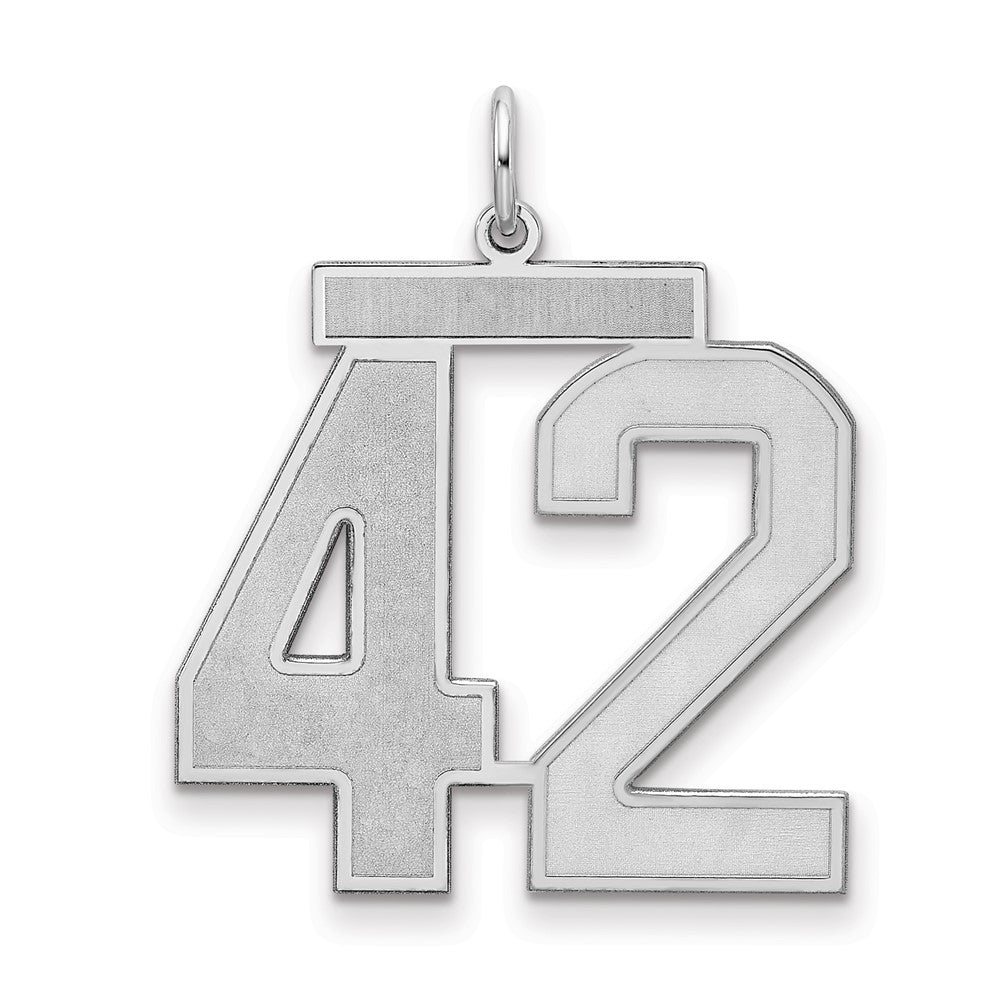 Sterling Silver/Rhodium-plated Satin Number 42 Charm