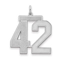 Sterling Silver/Rhodium-plated Satin Number 42 Charm