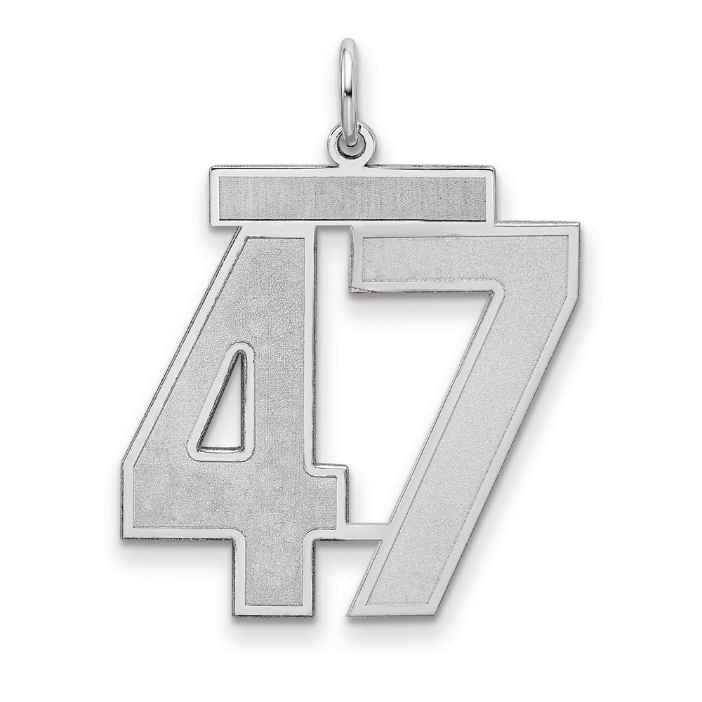 Sterling Silver/Rhodium-plated Satin Number 47 Charm