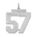 Sterling Silver/Rhodium-plated Satin Number 57 Charm