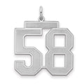 Sterling Silver/Rhodium-plated Satin Number 58 Charm